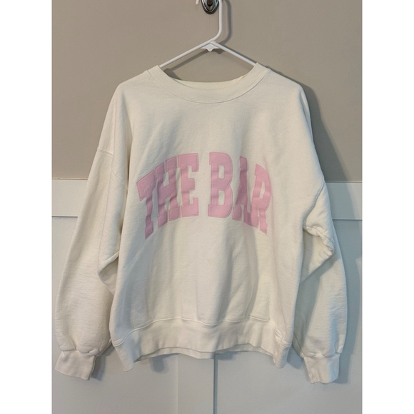 Women's The Bar Varsity Sweatshirt L White/Pink - Picture 4 of 9